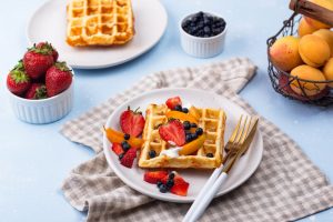 Waffles with berries and fruit
