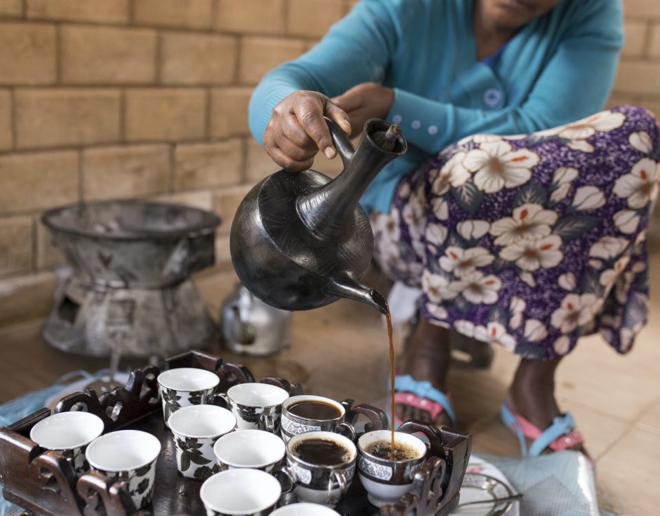 Ethiopian coffee ceremony.