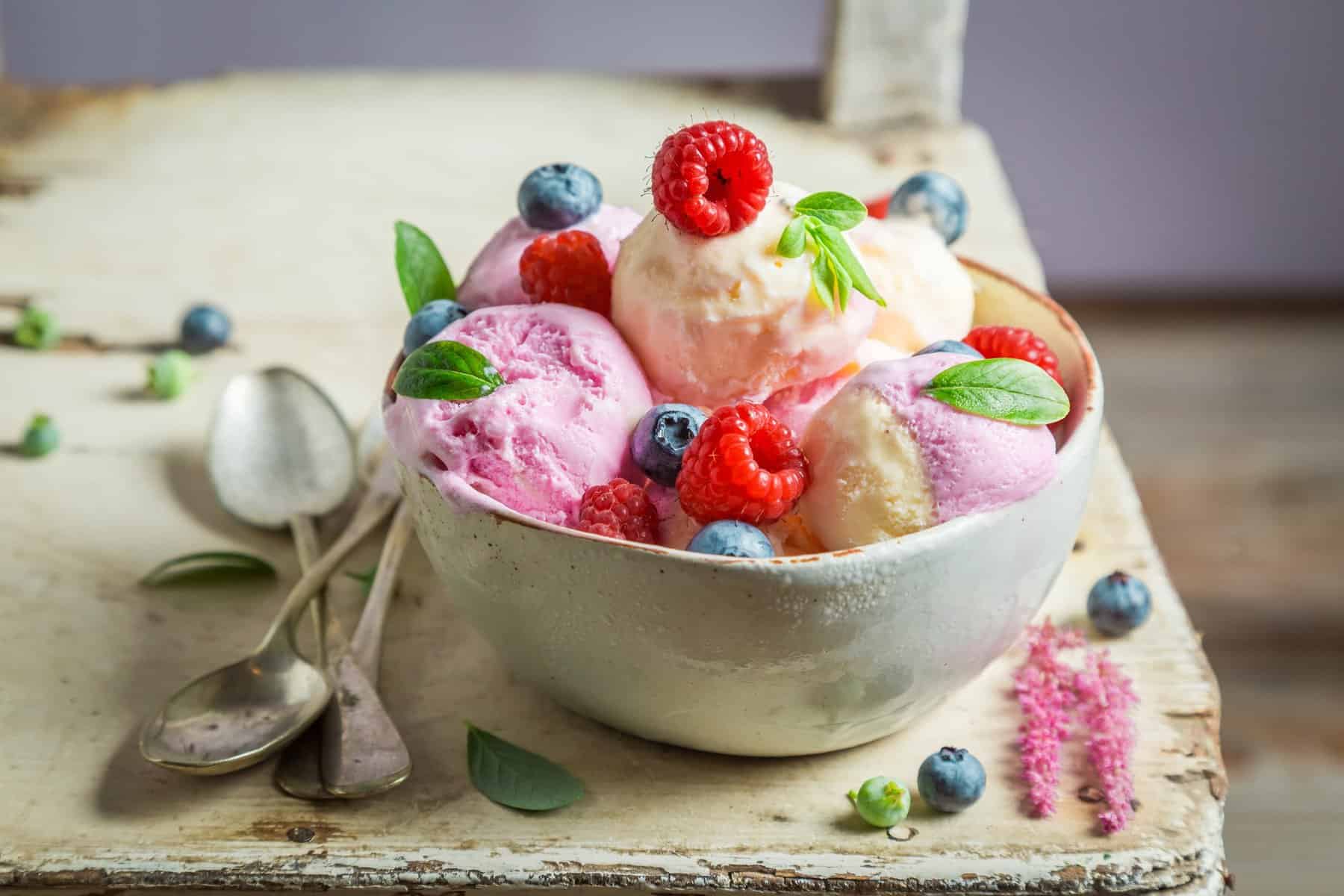 Sweet and tasty ice cream made of fruits and yogurt